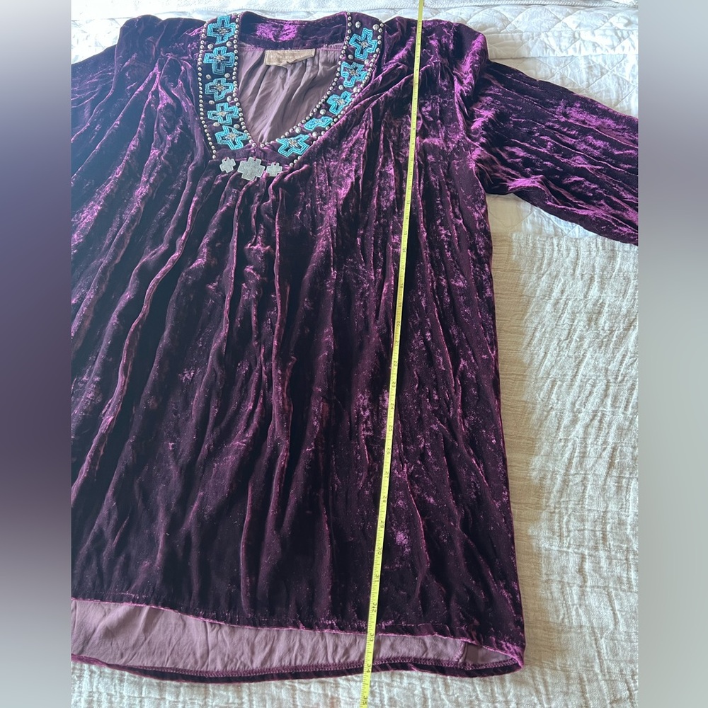 Double D Ranch “Ridge Road” Purple Crushed Velvet Beaded Tunic Dress | Size 1X - Picture 9 of 9